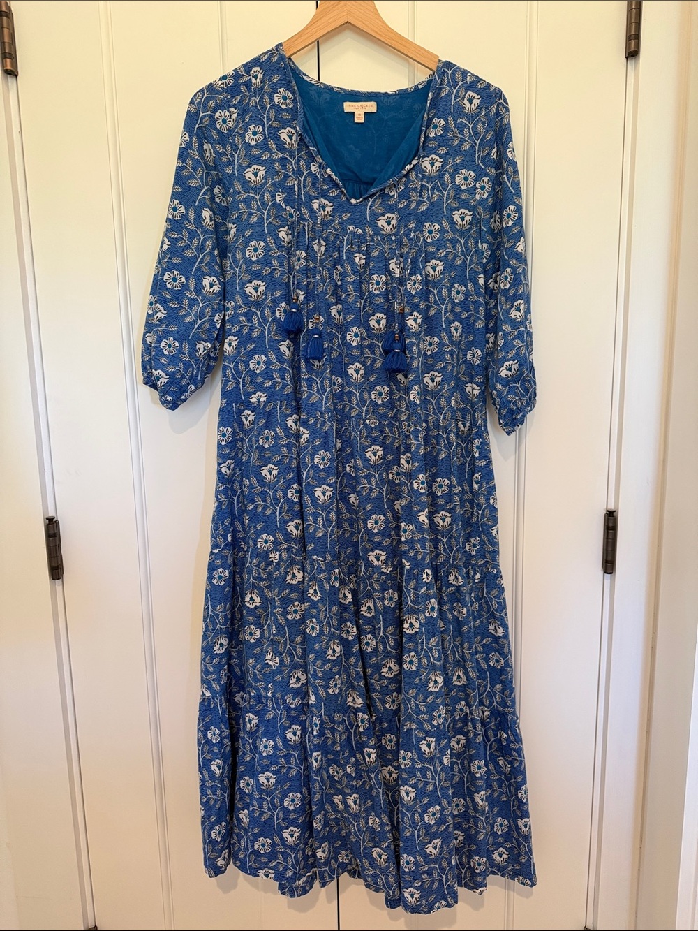 XS, Pink Chicken Cotton Maxi Dress